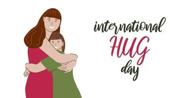 International Hug Day illustration with two people vector