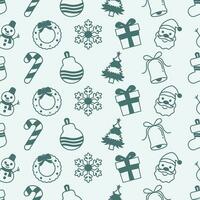 Seamless Christmas pattern with Christmas element. Dark blue line vector illustration.