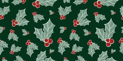 Seamless pattern with hand drawn christmas leaves and branches. Perfect for xmas or new year wallpaper, wrapping paper, web sites, background, social media, blog, presentation and greeting cards. vector