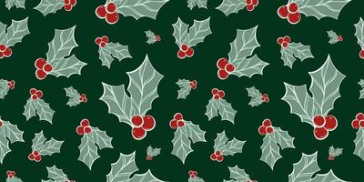 Seamless pattern with hand drawn christmas leaves and branches. Perfect for xmas or new year wallpaper, wrapping paper, web sites, background, social media, blog, presentation and greeting cards. vector