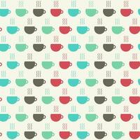 Seamless pattern with cups of tea and coffee vector