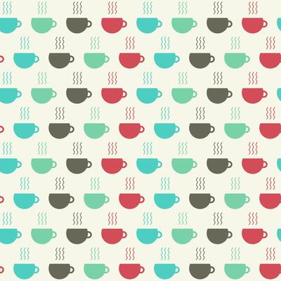 Seamless pattern with cups of tea and coffee