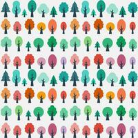 Seamless pattern with green, blue, red and pink trees vector