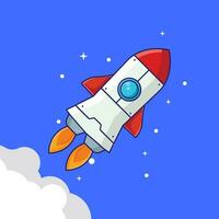 Space Rocket Vector Icon Illustration. Flat Cartoon Style Suitable for Web Landing Page, Banner, Flyer, Sticker, Card, Background