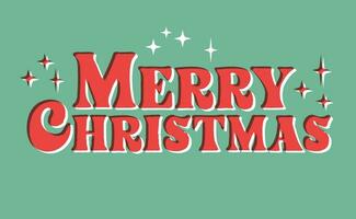 Merry Christmas lettering. Typography vector illustration. Vintage print effect.