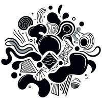 abstract organic shapes with black geometric cutting doodles trendy random shapes vector