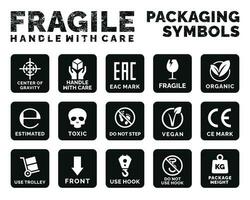 Packaging symbols set icon vector