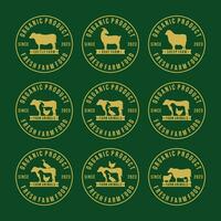 Farm animals logo set vector illustration. Livestock logo set