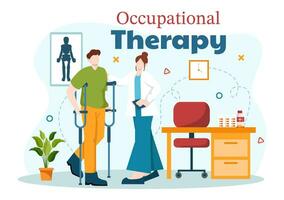 Occupational Therapy Vector Illustration with Treatment Session on Screening Development of Person and Medical Rehabilitation in Healthcare Background