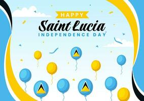 Saint Lucia Independence Day Vector Illustration on February 22 with Waving Flag in National Holiday Celebration Flat Cartoon Background Design