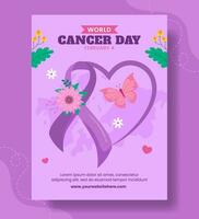 Cancer Day Vertical Poster Flat Cartoon Hand Drawn Templates Background Illustration vector