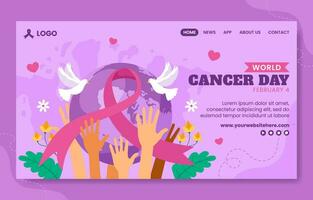 Cancer Day Social Media Landing Page Cartoon Hand Drawn Templates Background Illustration vector