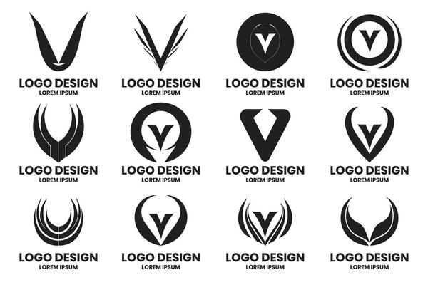 Triangular or V shaped logo in modern style for decoration