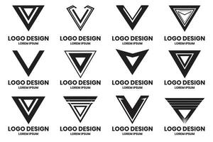Triangular or V shaped logo in modern style for decoration vector