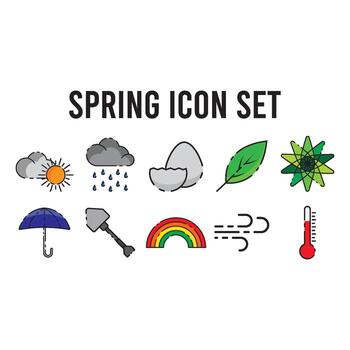 spring icon set vector