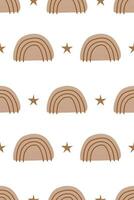 Cute nursery rainbow background. Boho rainbow seamless pattern background vector