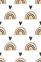Cute nursery rainbow background. Boho rainbow seamless pattern background vector