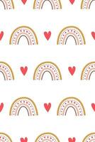 Cute nursery rainbow background. Boho rainbow seamless pattern background vector