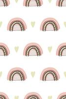 Cute nursery rainbow background. Boho rainbow seamless pattern background vector