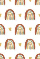 Cute nursery rainbow background. Boho rainbow seamless pattern background vector