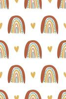 Cute nursery rainbow background. Boho rainbow seamless pattern background vector