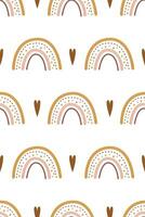 Cute nursery rainbow background. Boho rainbow seamless pattern background vector