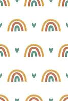 Cute nursery rainbow background. Boho rainbow seamless pattern background vector