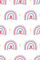 Cute nursery rainbow background. Boho rainbow seamless pattern background vector