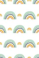 Cute nursery rainbow background. Boho rainbow seamless pattern background vector