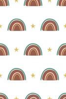 Cute nursery rainbow background. Boho rainbow seamless pattern background vector