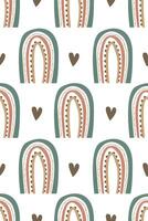 Cute nursery rainbow background. Boho rainbow seamless pattern background vector