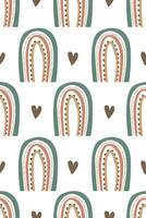 Cute nursery rainbow background. Boho rainbow seamless pattern background vector