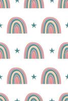 Cute nursery rainbow background. Boho rainbow seamless pattern background vector