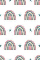 Cute nursery rainbow background. Boho rainbow seamless pattern background vector