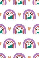 Cute nursery rainbow background. Boho rainbow seamless pattern background vector