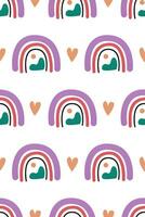 Cute nursery rainbow background. Boho rainbow seamless pattern background vector