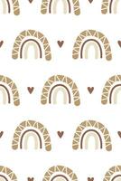 Cute nursery rainbow background. Boho rainbow seamless pattern background vector