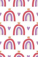 Cute nursery rainbow background. Boho rainbow seamless pattern background vector