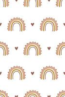 Cute nursery rainbow background. Boho rainbow seamless pattern background vector