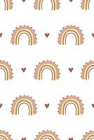 Cute nursery rainbow background. Boho rainbow seamless pattern background vector