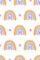 Cute nursery rainbow background. Boho rainbow seamless pattern background vector