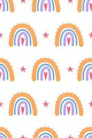 Cute nursery rainbow background. Boho rainbow seamless pattern background vector