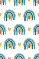 Cute nursery rainbow background. Boho rainbow seamless pattern background vector
