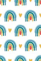 Cute nursery rainbow background. Boho rainbow seamless pattern background vector