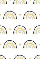 Cute nursery rainbow background. Boho rainbow seamless pattern background vector