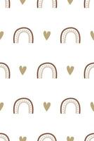 Cute nursery rainbow background. Boho rainbow seamless pattern background vector