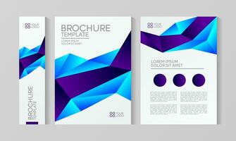 Flyer brochure design, business cover size A4 template, geometric paper blue and purple gradient color vector