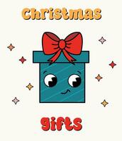 Christmas card in retro style. Christmas gifts. vector