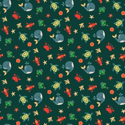 Seamless pattern with sea animals. Design for fabric, textile, wallpaper, packaging.