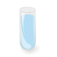 Simple glass vase in the shape of laboratory test tube with water. Container for liquid and flowers vector